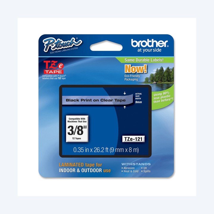 Brother Nastro Nero/Trasparente TZ121 9mm x 8mt | Ecotempo