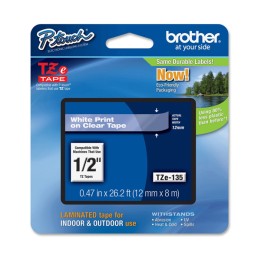 Brother Nastro Bianco/Trasparente TZE135 12mm x 8mt | Ecotempo