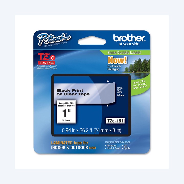 Brother Nastro Nero/Trasparente -TZE151 24mm x 8mt | Ecotempo