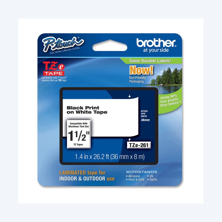 Brother Nastro Nero/Bianco TZE261 36mm x 8mt | Ecotempo