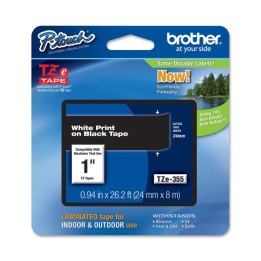 Brother Nastro Bianco/Nero TZE355 24mm x 8mt | Ecotempo