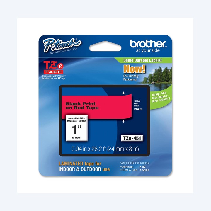 Brother Nastro Nero/Rosso TZE451 24mm x 8mt | Ecotempo