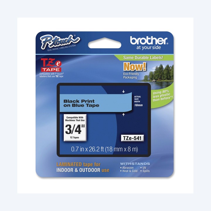 Brother Nastro Nero/Blu TZE541 18mm x 8mt | Ecotempo