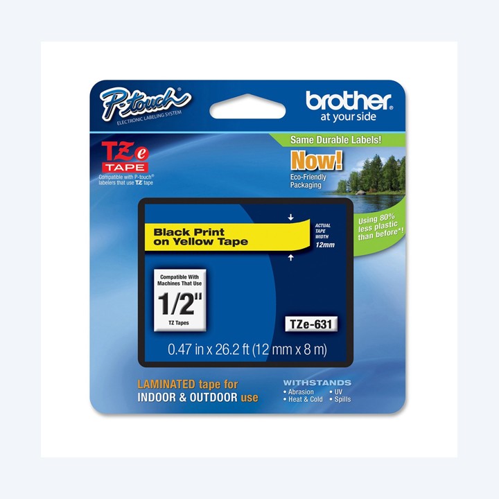 Brother Nastro Nero/Giallo TZE631 12mm x 8mt | Ecotempo