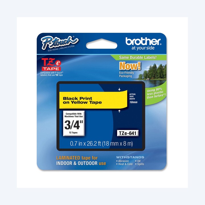 Brother Nastro Nero/Giallo TZE641 18mm x 8mt | Ecotempo
