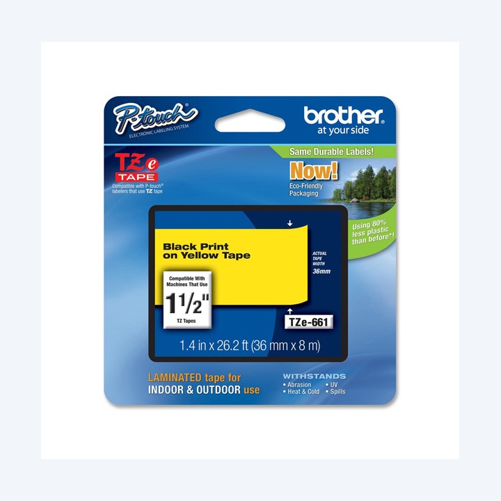Brother Nastro Nero/Giallo TZE661 36mm x 8mt | Ecotempo