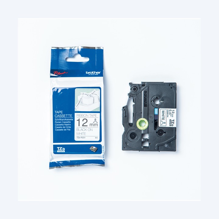 Brother Nastro tessuto 12 mm Nero su Bianco 4m TZER231 | Ecotempo