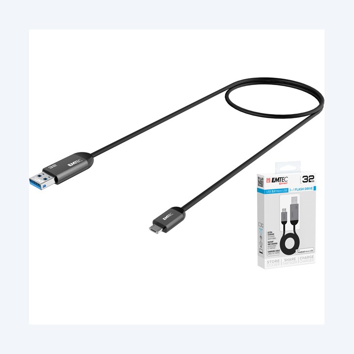 Emtec Usb 3.1 Duo Micro-Usb Charge Nero — EMTD32GT753B | Ecotempo