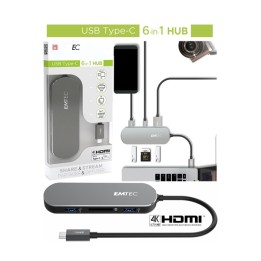 Emtec Hub 6-in-1 Multimedia Type-C T650C ECHUBT650C | Ecotempo