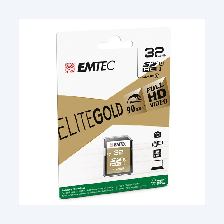 Emtec SDHC Class 10 Gold + ECMSD32GHC10GP 32GB | Ecotempo