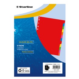 Divisori neutri 12 tacche A4 PP colori — STL5500 | Ecotempo