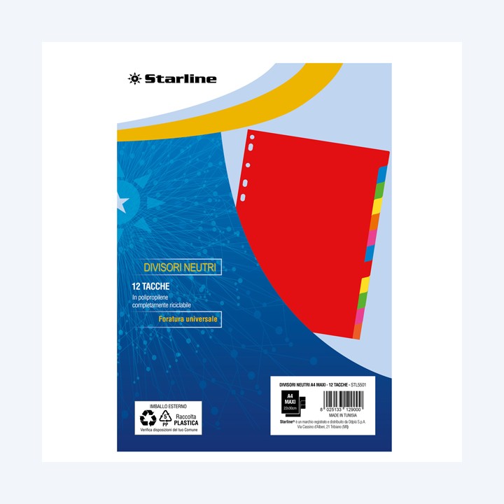 Divisori neutri 12 tacche A4 Maxi PP — STL5501 | Ecotempo