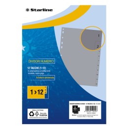Divisori numerici 12 tacche A4 Maxi PP grigio Starline | Ecotempo