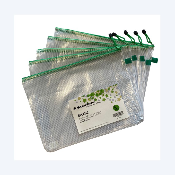 Busta a rete con cerniera verde PVC — STL7312 | Ecotempo