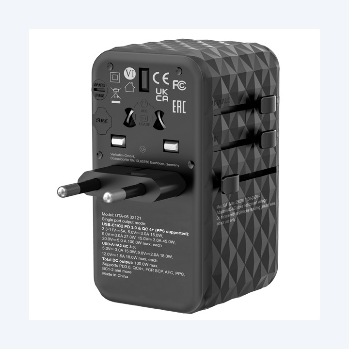 Adattatore da viaggio UTA-06 2x USB-C — VERB32121 | Ecotempo