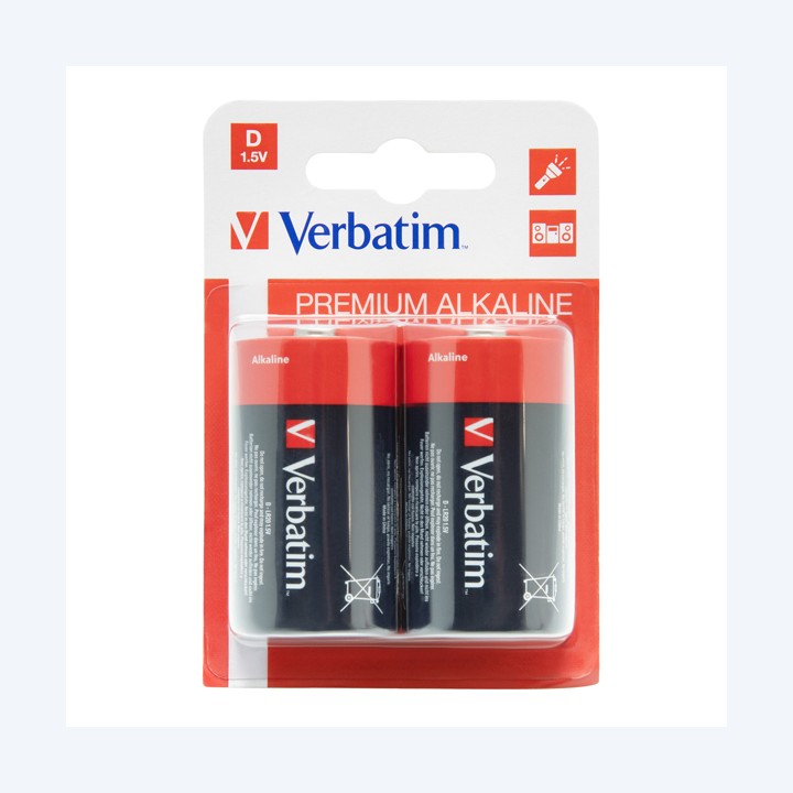 Pila torcia D 49923 alcalina Verbatim blister 2 pezzi | Ecotempo