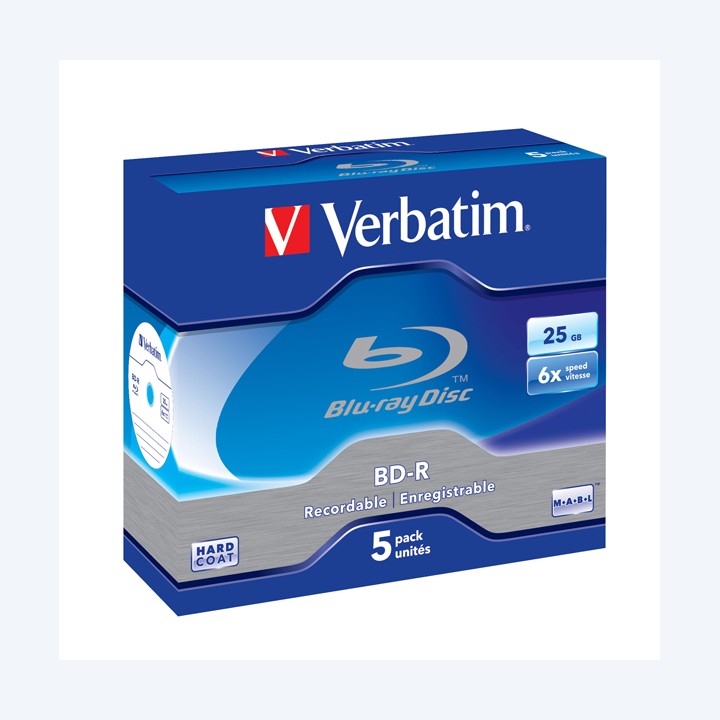 Verbatim Scatola 5 DVD Blu Ray BD-R SL — VERBDVDBD-R25C | Ecotempo