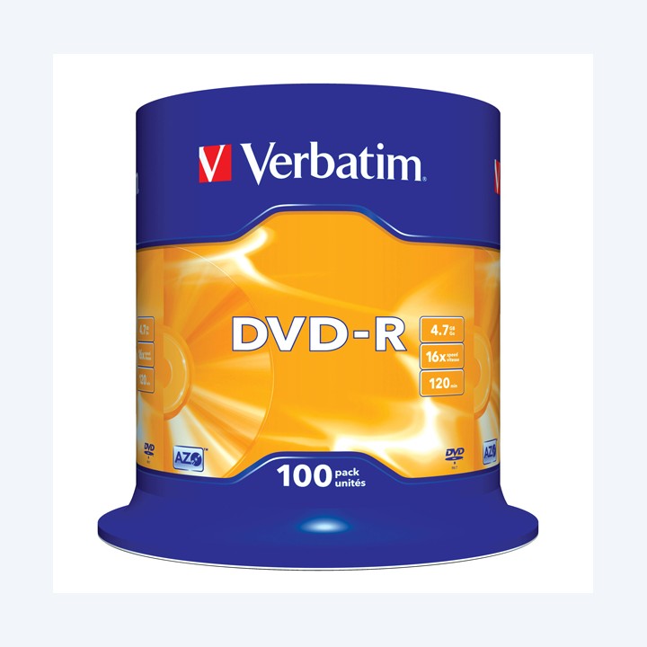 Verbatim Scatola 100 DVD-R serigrafato 43549 4,7GB | Ecotempo