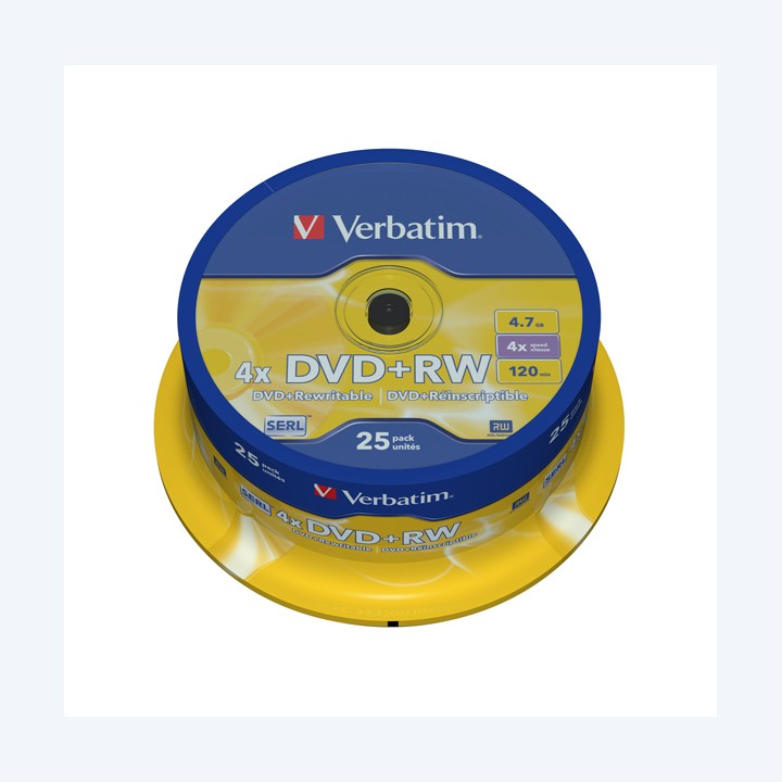 Verbatim Scatola 25 DVD+RW serigrafato — VERBDVDRW47SP | Ecotempo