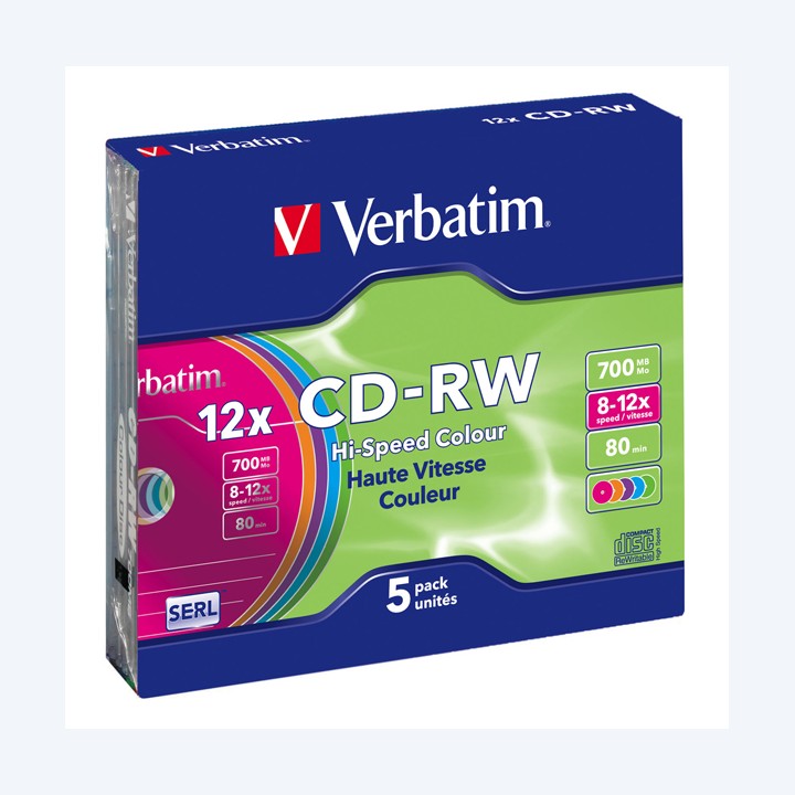 Verbatim Scatola 5 CD-RW DataLife Plus — VERCDRW7008X | Ecotempo