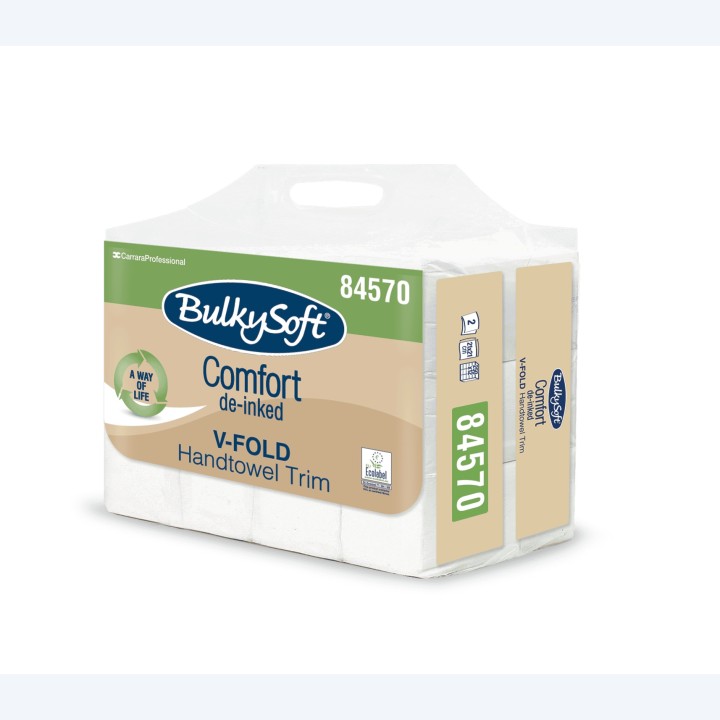 Asciugamani piegati a V Comfort - 2 veli - 21x21 cm - BulkySoft - cartone da 3000 fogli