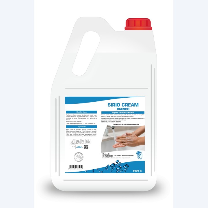 Sapone lavamani Sirio Cream Bianco - tanica 5 litri - Medusa