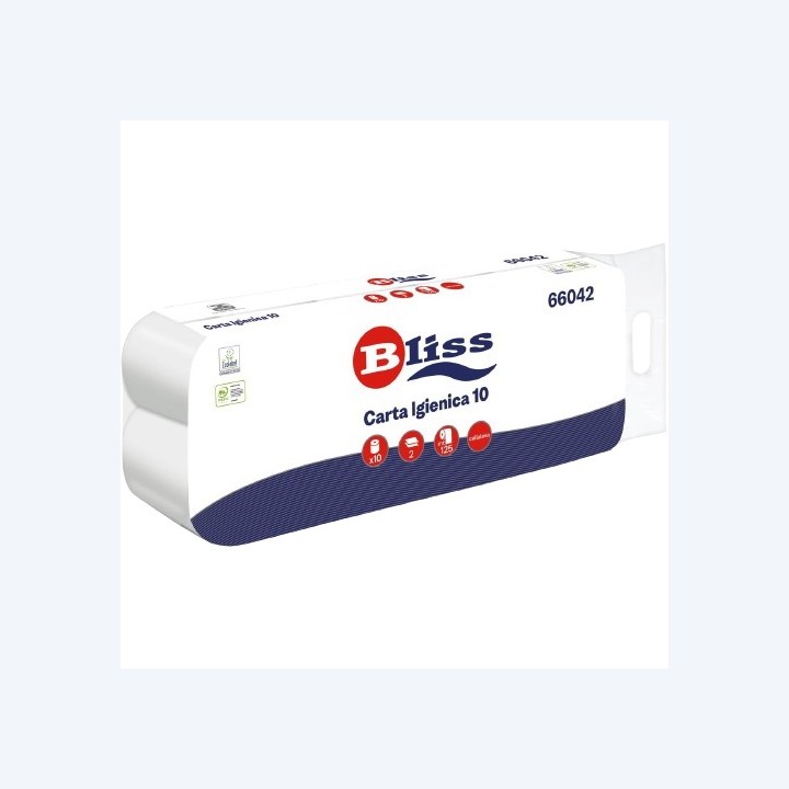 Carta igienica - 2 veli - 125 strappi - Bliss - confezione da 10 rotoli